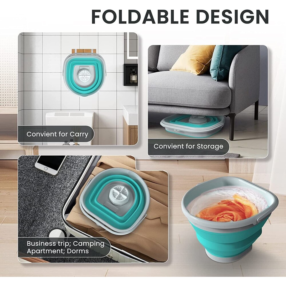 Portable Washing Machine, Mini Washing Machine with 10L Foldable Laundry Bucket - Picture 5 of 6